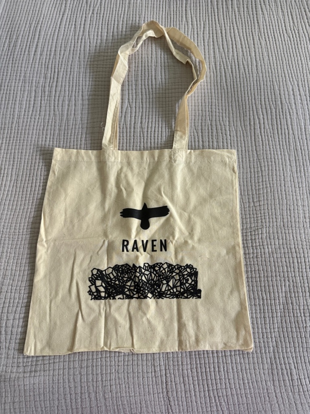 Rare Sloomb Raven Cream Canvas Tote Bag